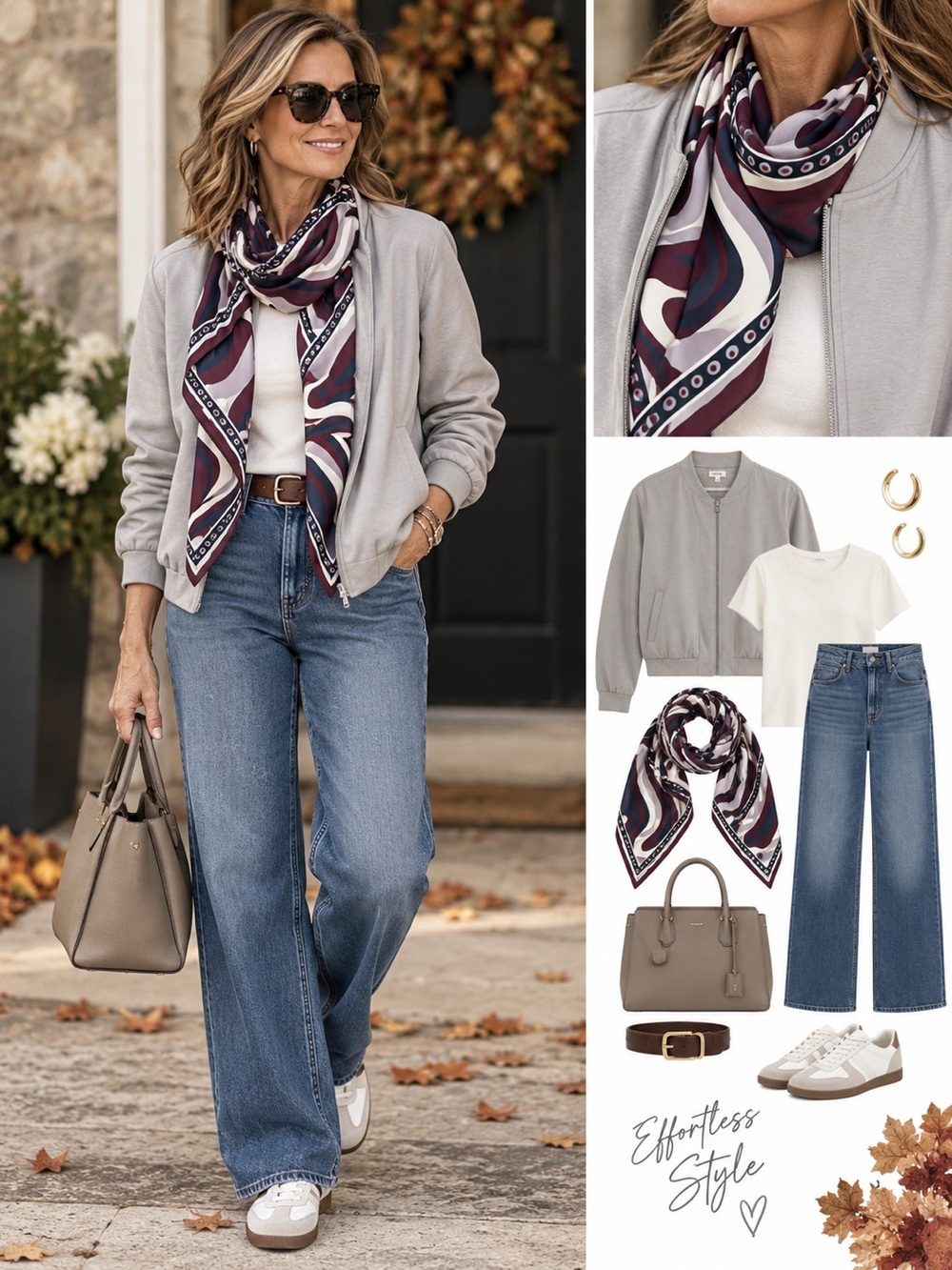 Haven Light Gray Bomber Jacket – Casual Zip-Up Layer